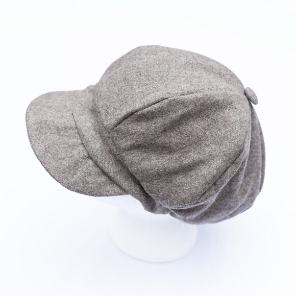 Handmade Upcycled Wool Blend Light Brown Newsboy Paperboy Cabbie Hat main image 5